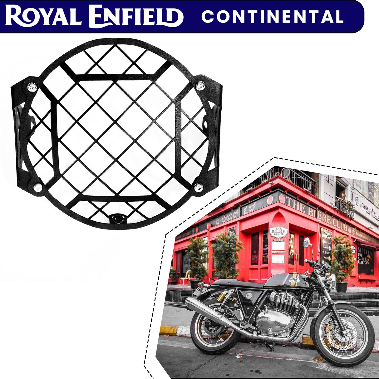Headlight Grill X Design for Royal Enfield Continental GT - Black