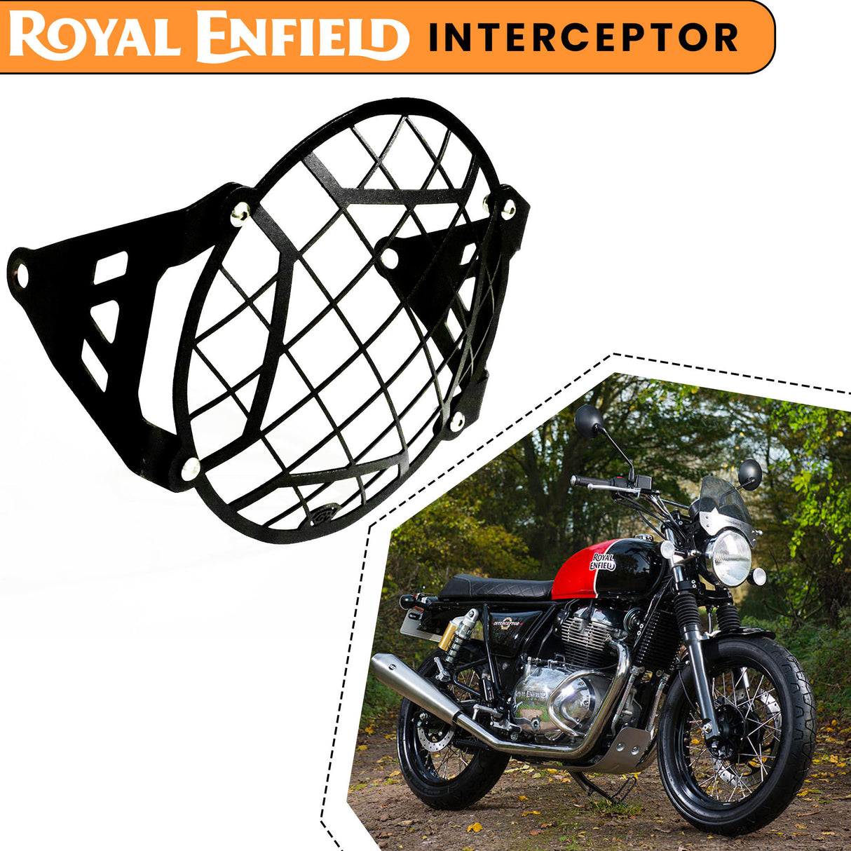 Headlight Grill X Design for Royal Enfield Interceptor - Black