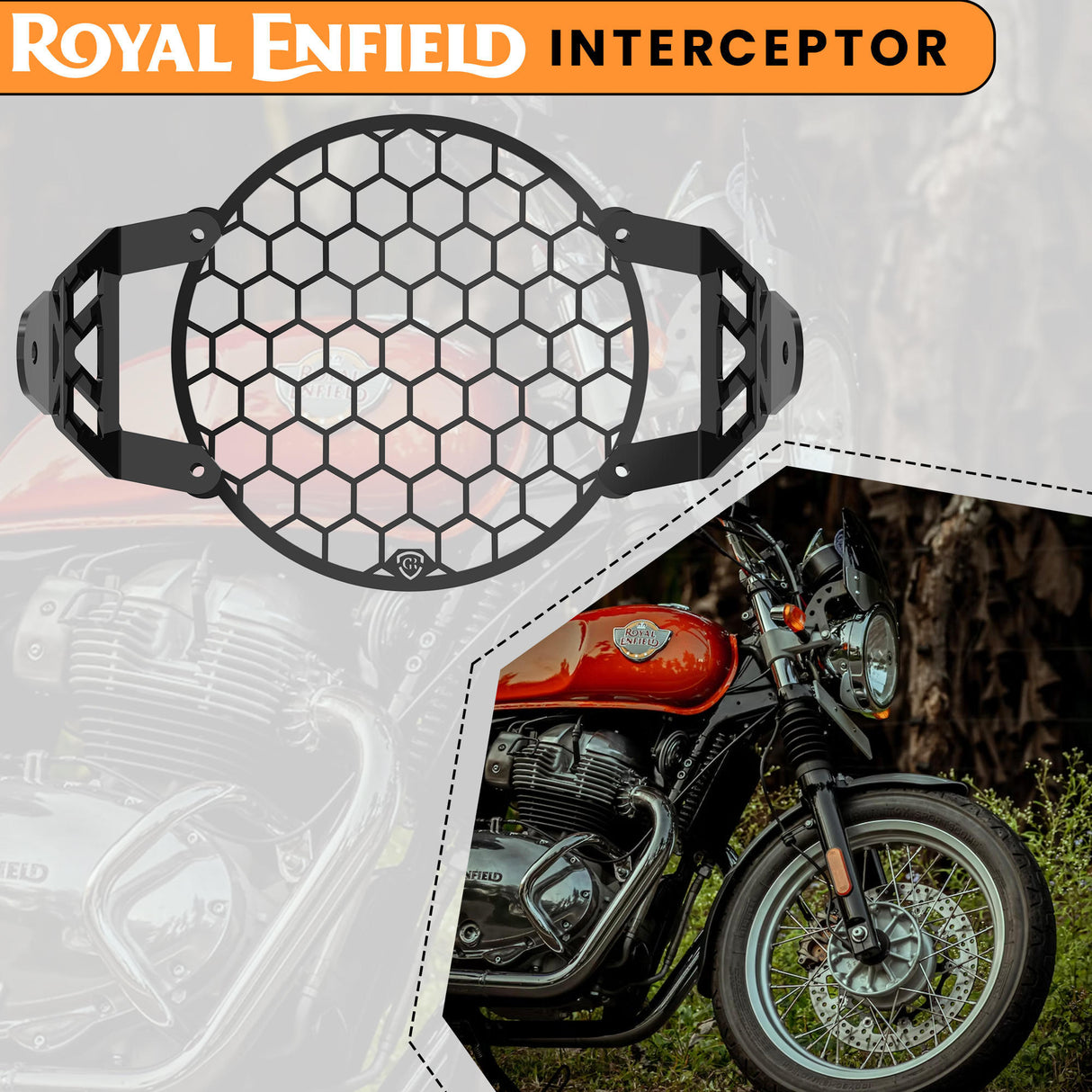 HEADLIGHT GRILL - Black for Royal Enfield - INTERCEPTOR