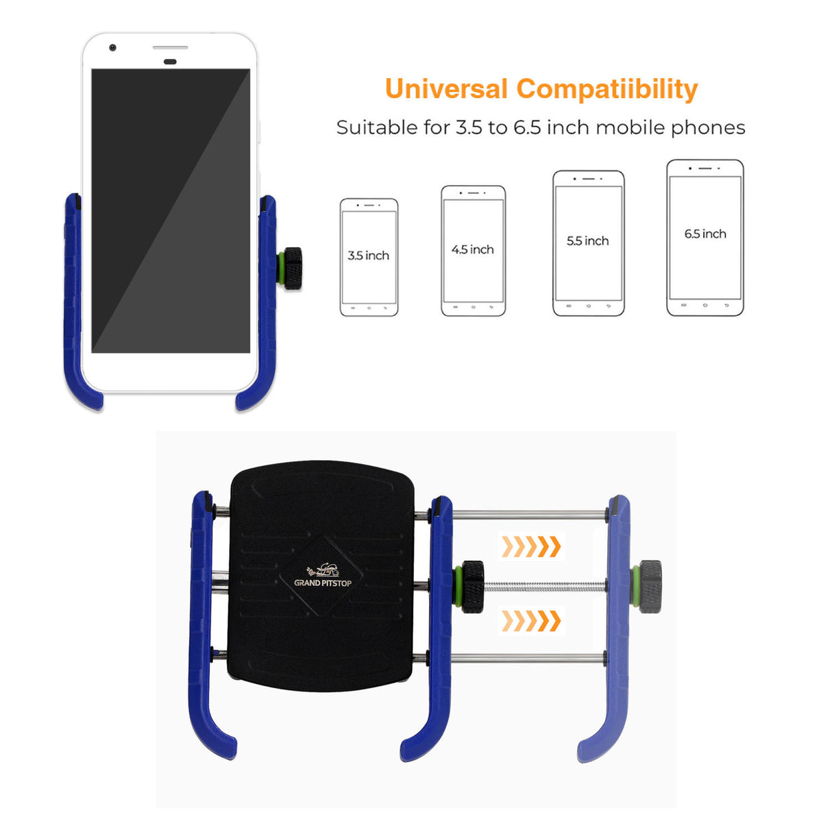 Jaw Grip Mobile Holder with Charger - Blue
