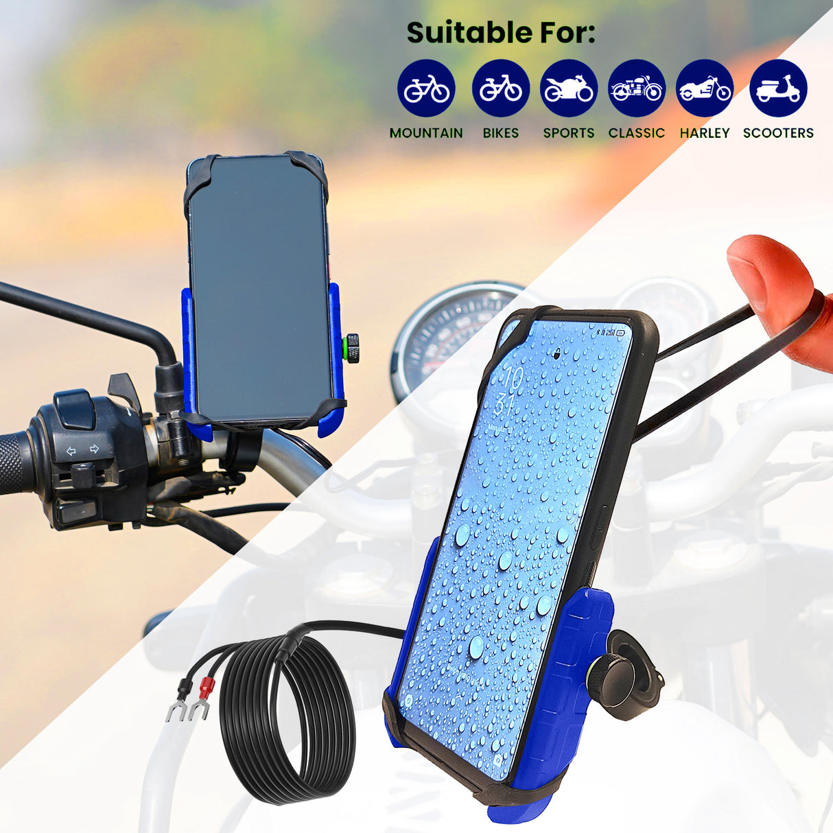 Jaw Grip Mobile Holder with 15W Wireless Charger - Blue