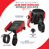 Jaw Grip Mobile Holder with 15W Wireless Charger - Red