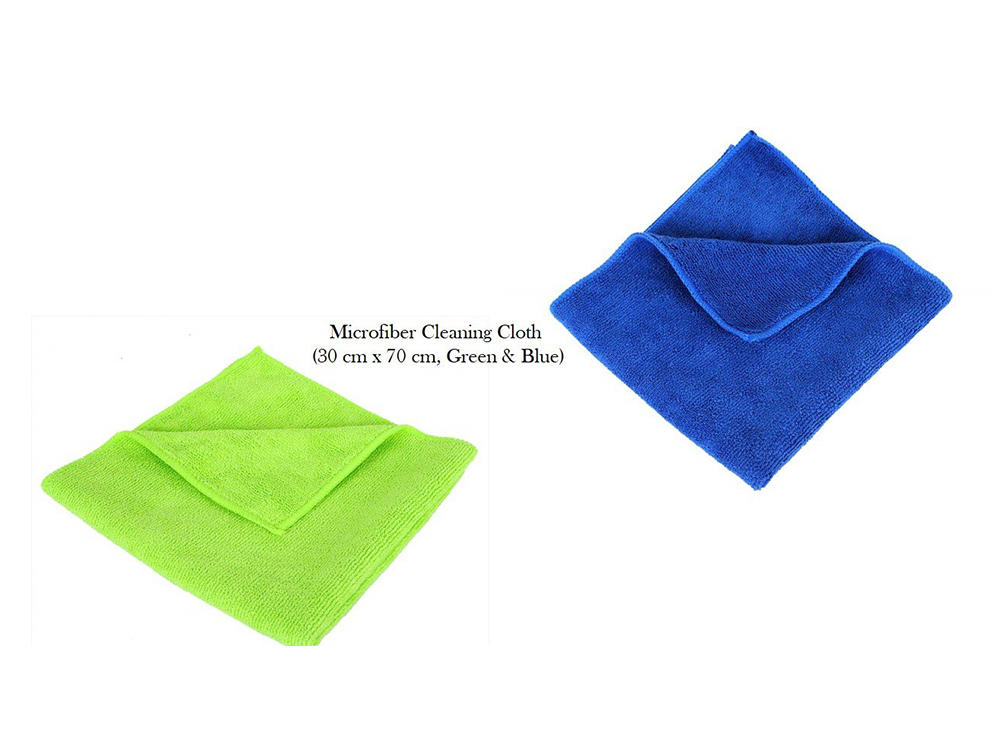Microfibre Cleaning Cloth - Car / Motorbike - 30 cm X 70 cm - 1 Blue, 1 Green