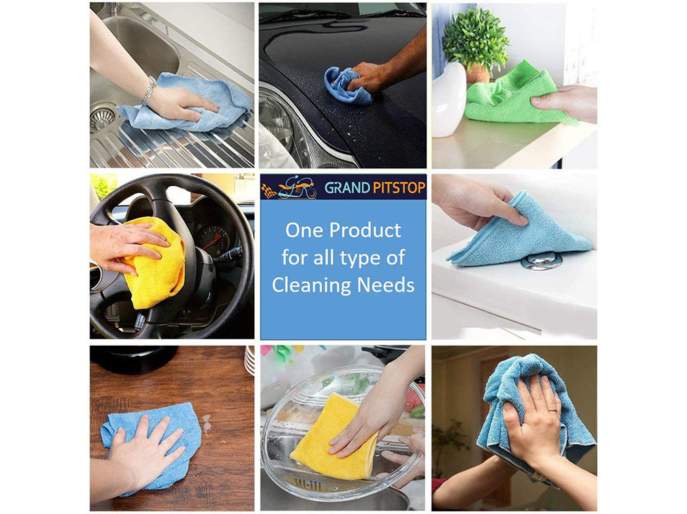 Microfibre Cleaning Cloth - Car / Motorbike - 30 cm X 70 cm - 1 Blue, 1 Green