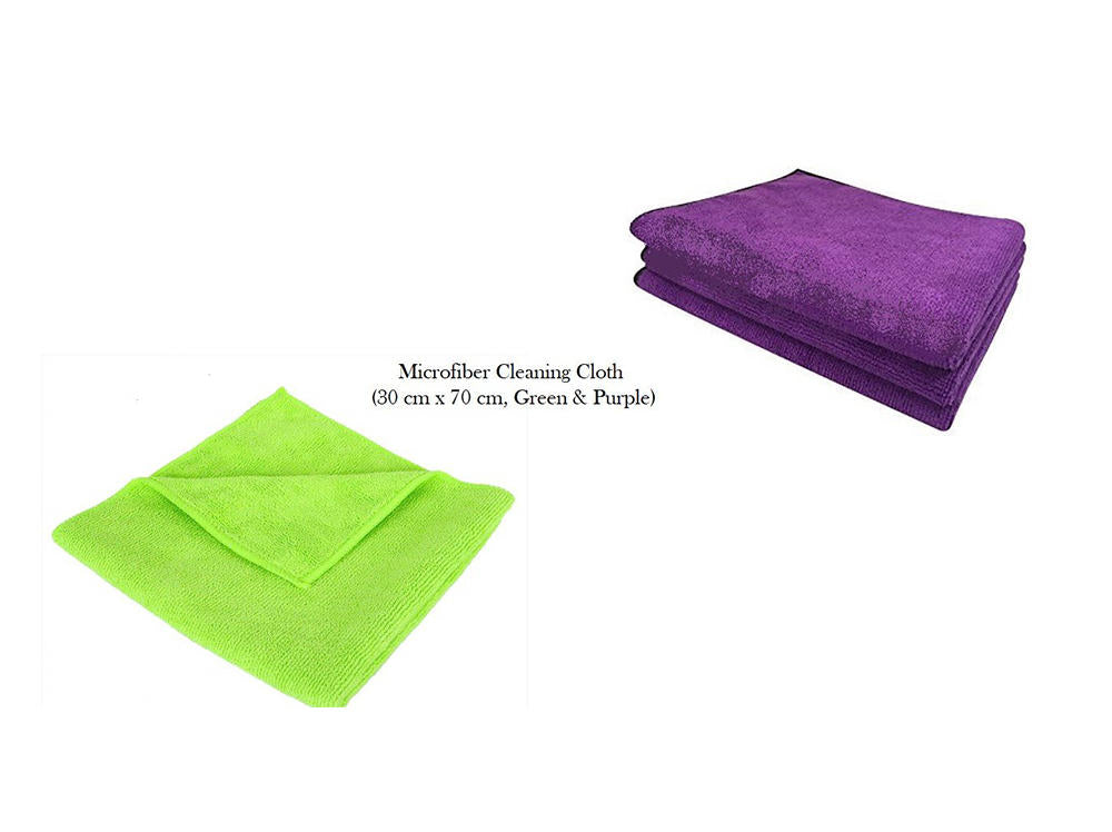 Microfibre Cleaning Cloth - Car / Motorbike - 30 cm X 70 cm - 1 Purple, 1 Green