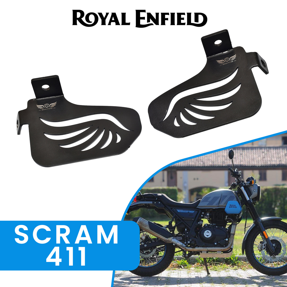 PILLION RIDER FOOTREST (PAIR) - Black for Royal Enfield - SCRAM 411