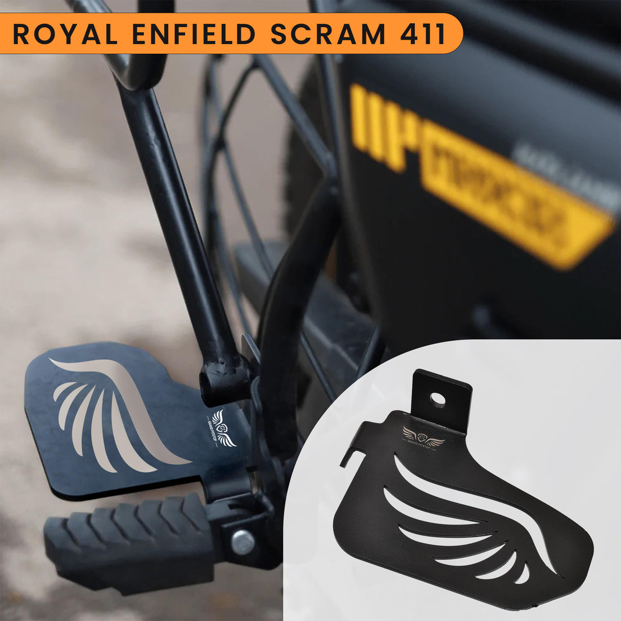 PILLION RIDER FOOTREST (Right) - Black for Royal Enfield - SCRAM 411