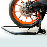 Non-Dismantable Universal Rear Paddock Stand with Skate Wheels - Black - (Bike Wt upto: 350 kgs)