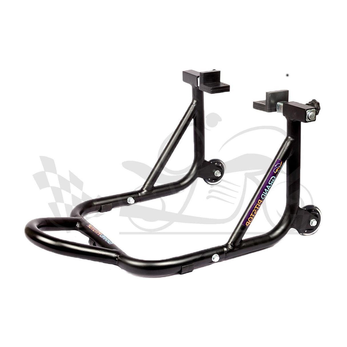 Dismantable Rear Paddock Stand with Skate Wheels - Black - (Bike Wt upto: 450 kgs)