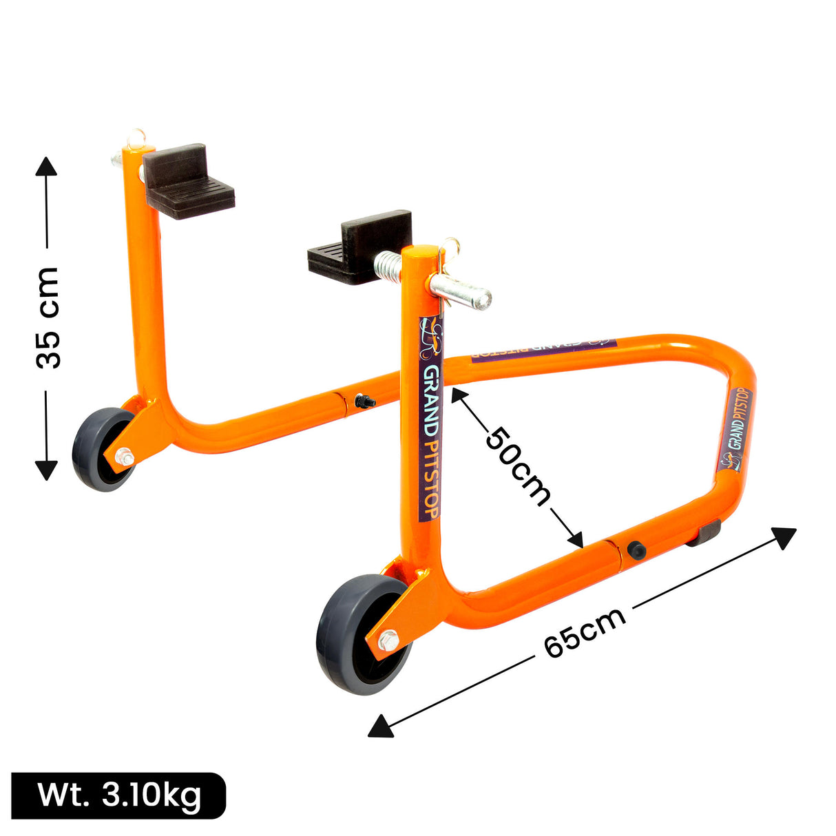 Dismantable Standard Rear Paddock Stand without Skate Wheels - Orange - (Bike Wt upto: 185 kgs)