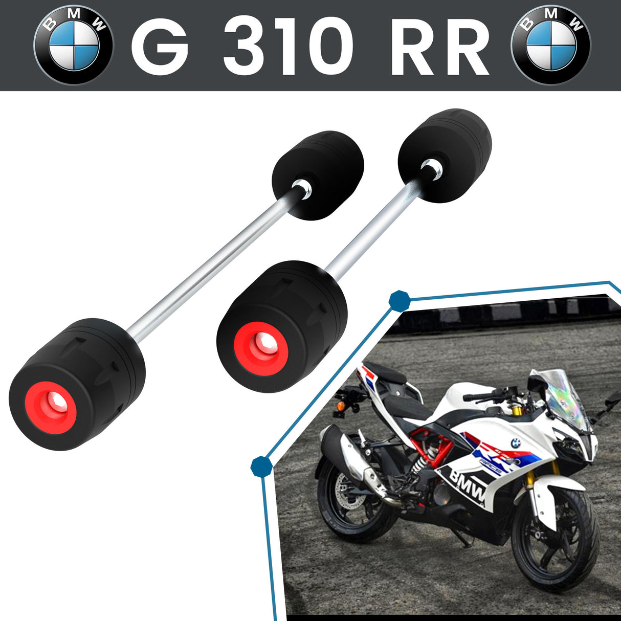 GRAND PITSTOP Rear Fork Slider for BMW G310 RR Black