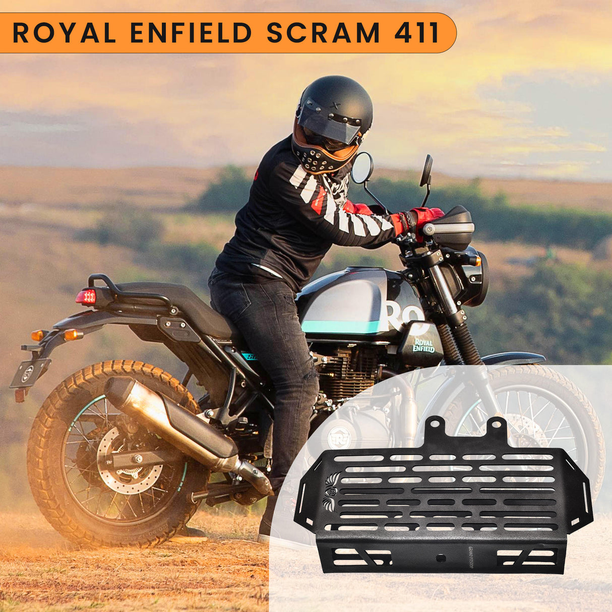 RADIATOR GUARD - Black for Royal Enfield - SCRAM 411
