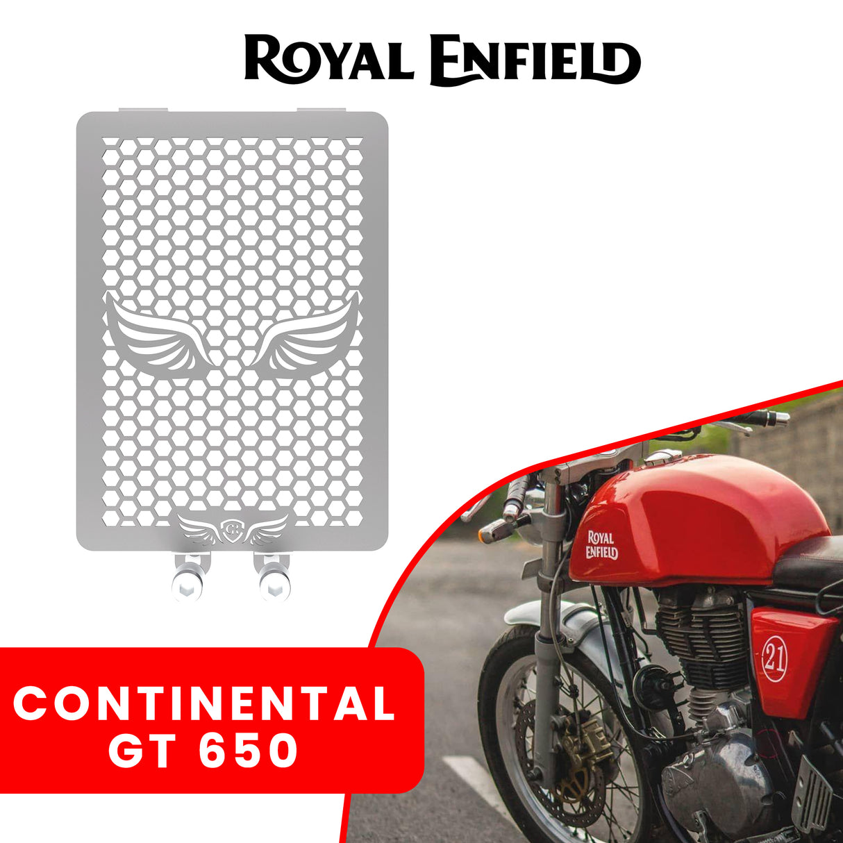 RADIATOR GRILL - Silver for Royal Enfield - CONTINENTAL GT