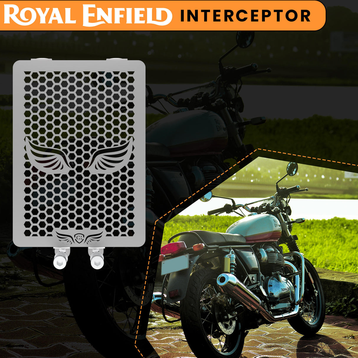 RADIATOR GRILL - Silver for Royal Enfield - INTERCEPTOR