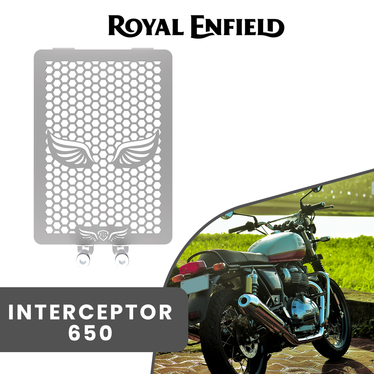 RADIATOR GRILL - Silver for Royal Enfield - INTERCEPTOR