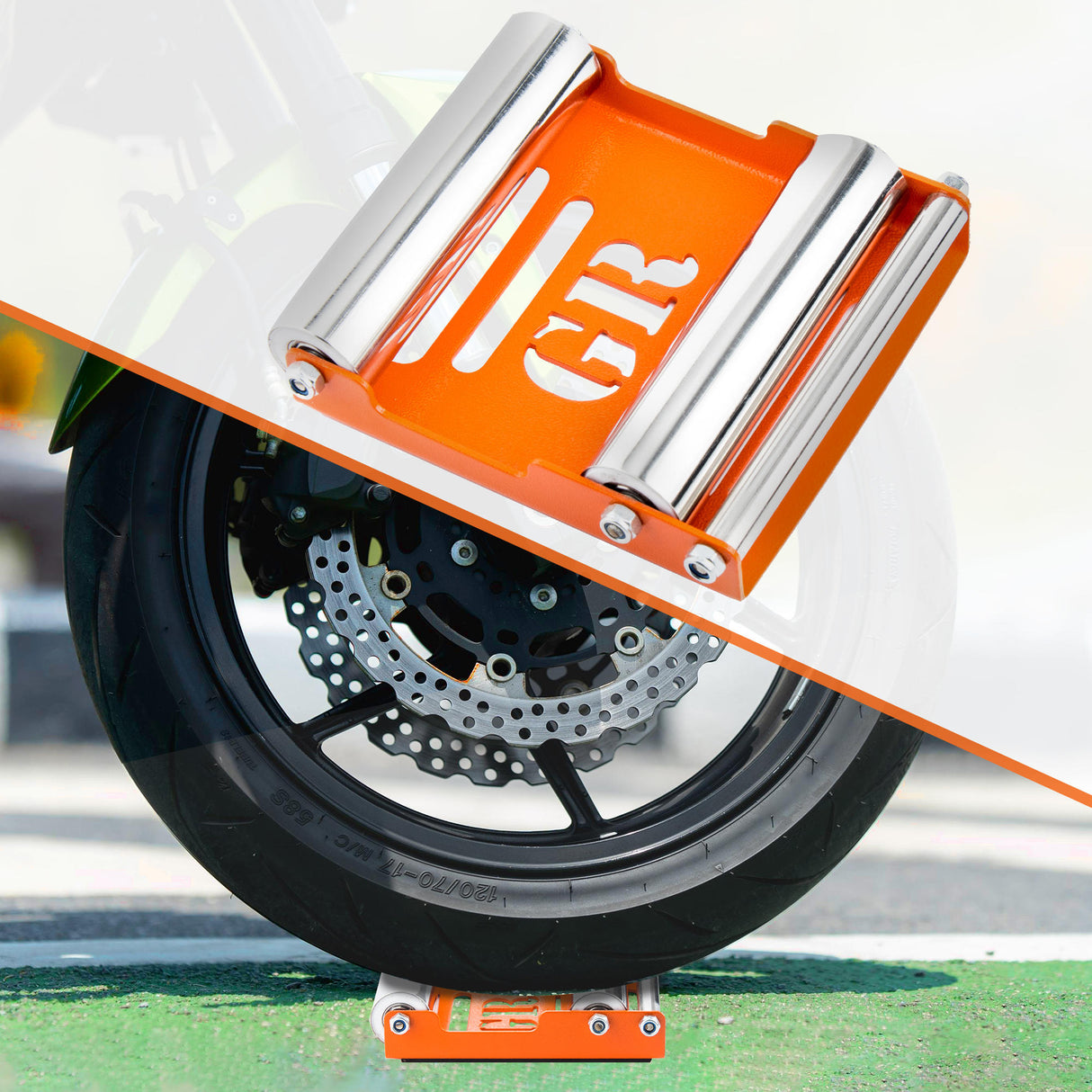 Medium Groller - Paddock Stand Replacement - Orange - (Bike Wt upto : 220 kgs)
