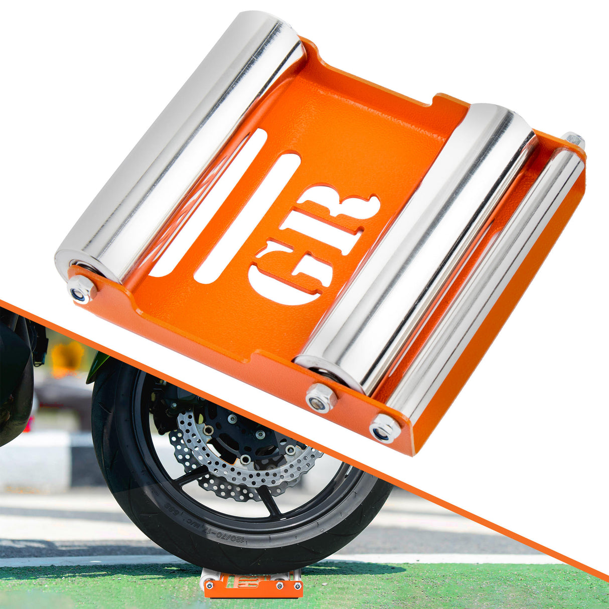 Medium Groller - Paddock Stand Replacement - Orange - (Bike Wt upto : 220 kgs)