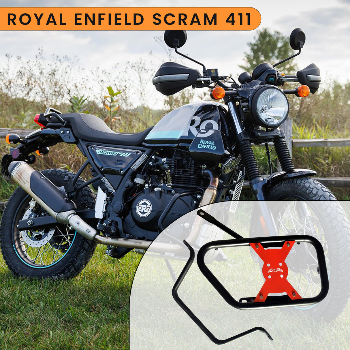 SADDLE STAY (PAIR) - Black/Red for Royal Enfield - SCRAM 411