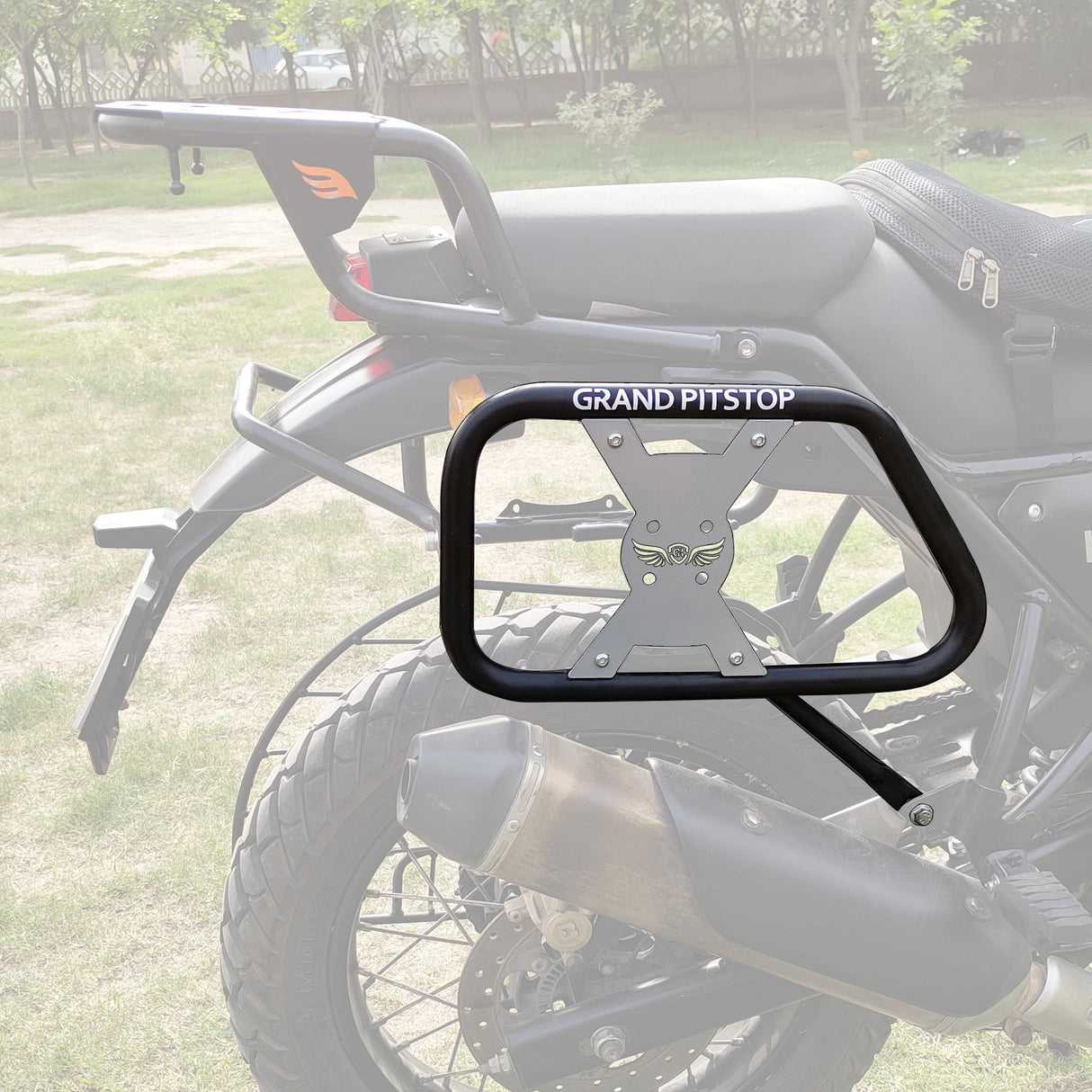 SADDLE STAY (PAIR) - Black/Silver for Royal Enfield - SCRAM 411