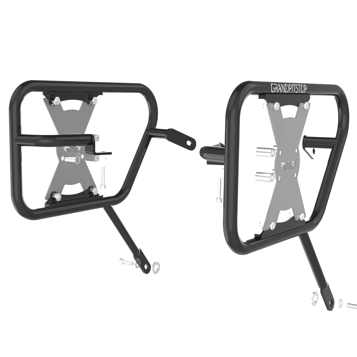 SADDLE STAY (PAIR) - Black/Silver for Royal Enfield - INTERCEPTOR