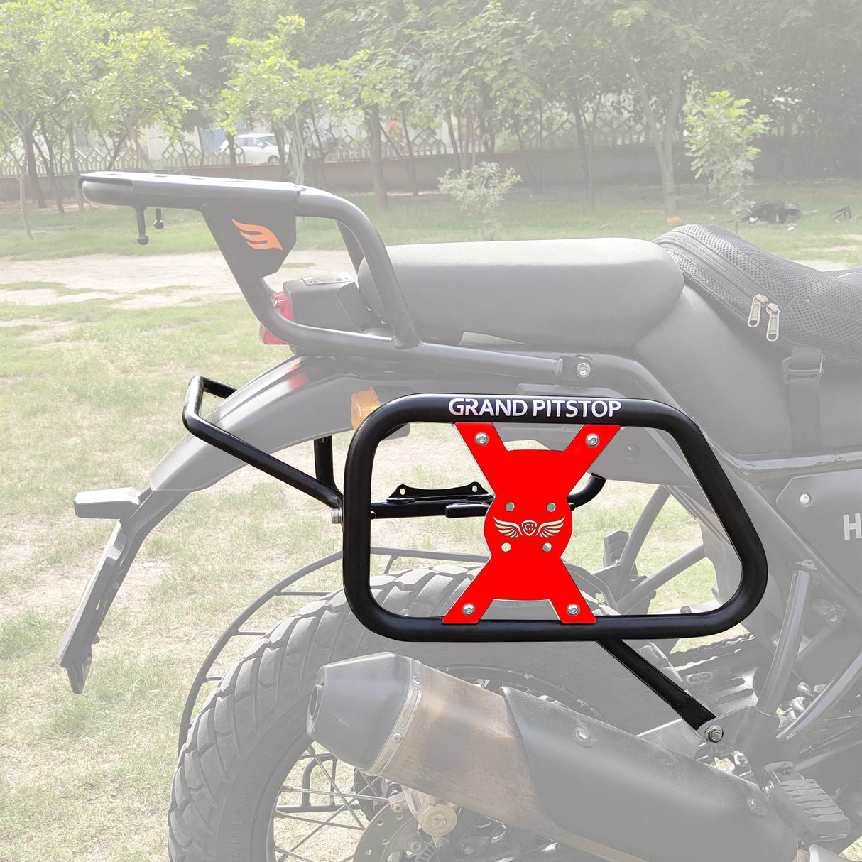 Saddle Stay (Pair) with Jerry Can Mounting For Royal Enfield Himalayan-Black + Red