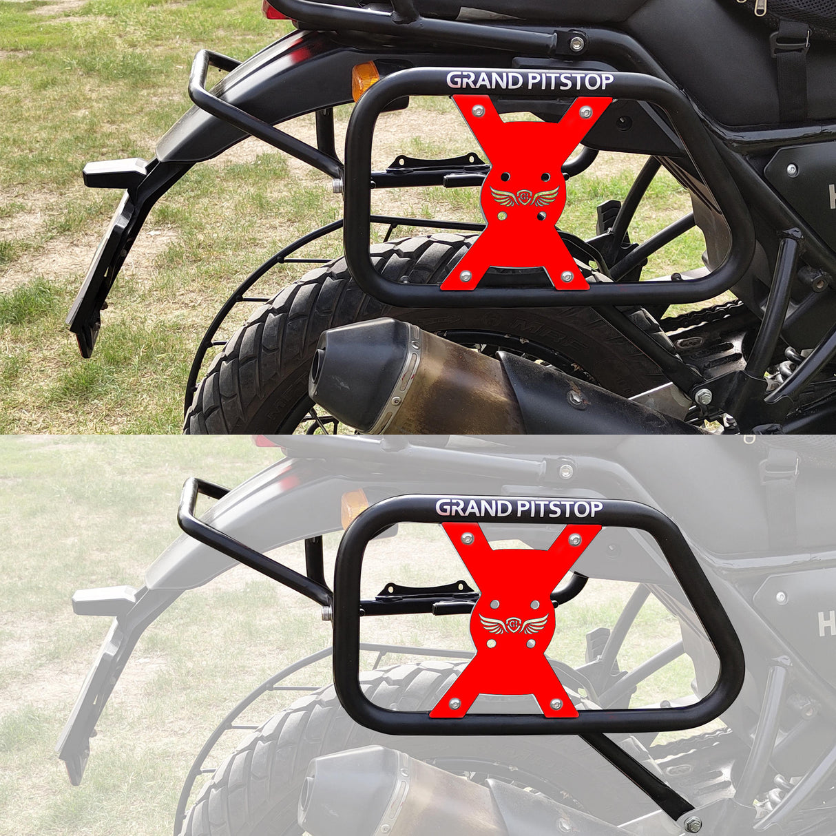 Saddle Stay (Pair) with Jerry Can Mounting For Royal Enfield Himalayan-Black + Red