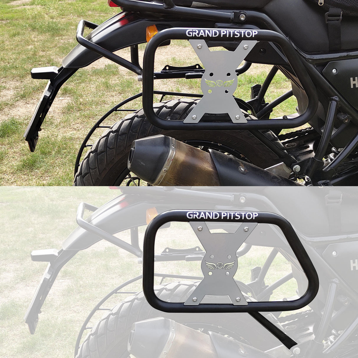 Saddle Stay (Pair) with Jerry Can Mounting For Royal Enfield Himalayan-Black + Silver