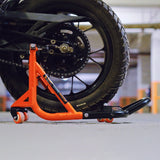 Dismantable Rear Paddock Stand with 360 Rotation- Black + Orange - (Bike Wt upto: 280 kgs)