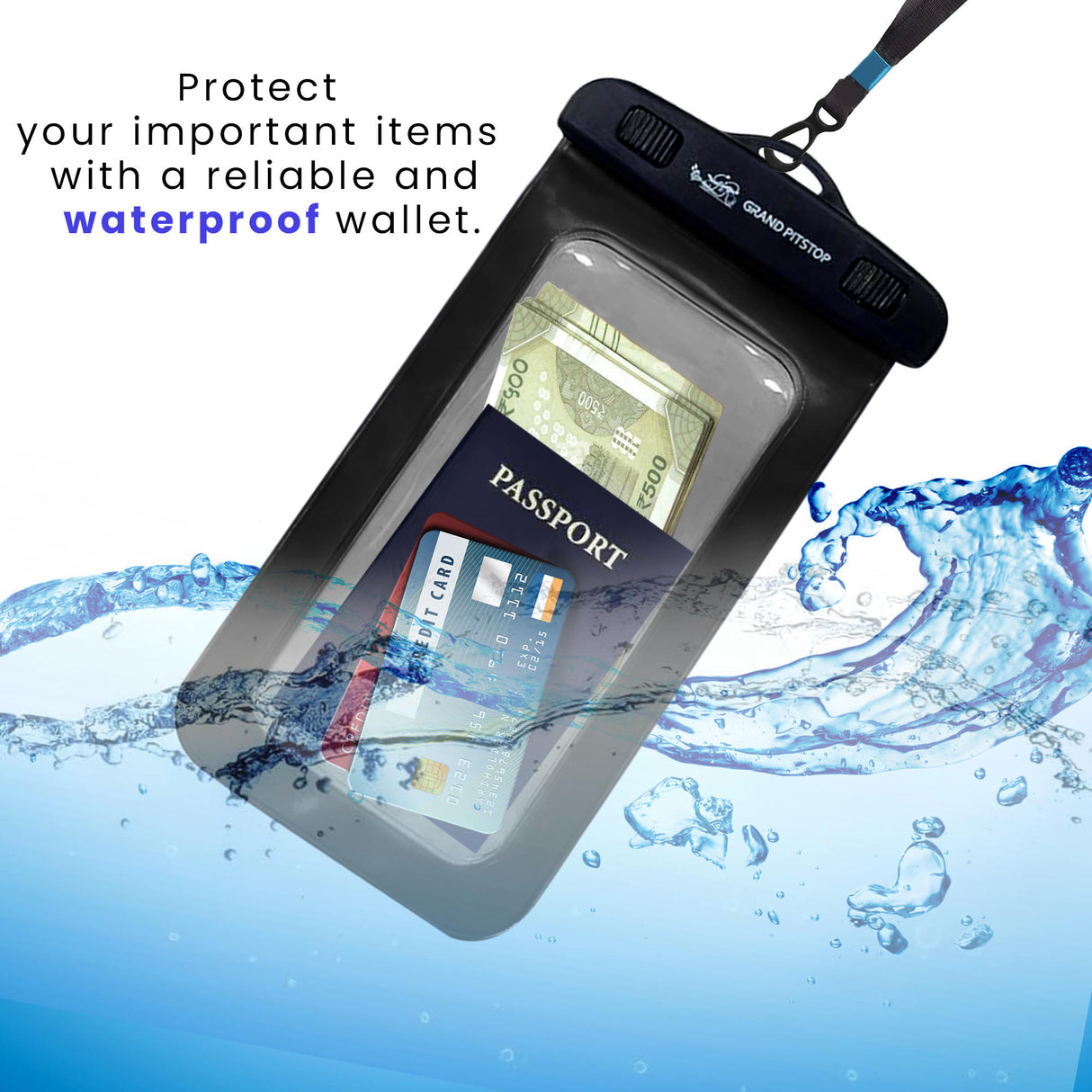 Universal Waterproof Mobile Pouch - iPhone, Samsung, Pixel, Mi, Oneplus, Realme up to 7.0 inch - Black