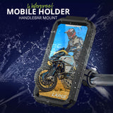 Waterproof Mobile Holder Handlebar Mount with 15W Wireless Charger - Black